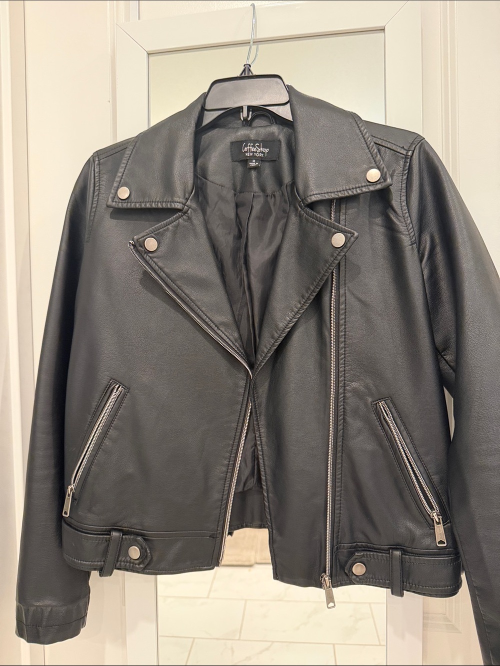 Black Faux Leather Biker Jacket
